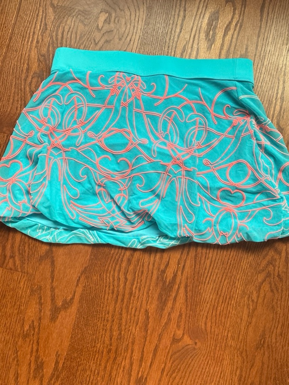 adidas Turquoise Skort with Coral Swirl Print